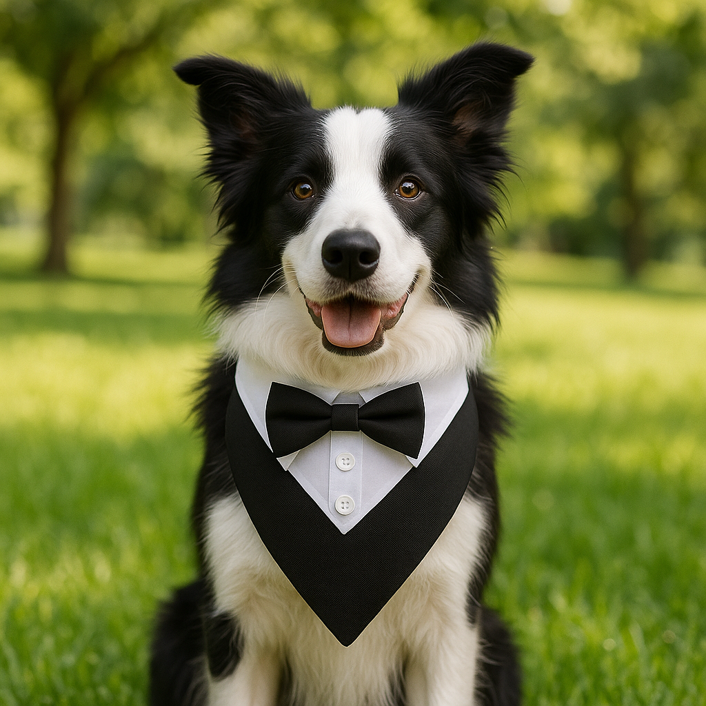 PupTux Collar – Black Tuxedo Bandana