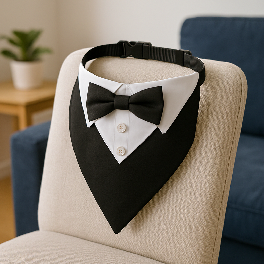 PupTux Collar – Black Tuxedo Bandana