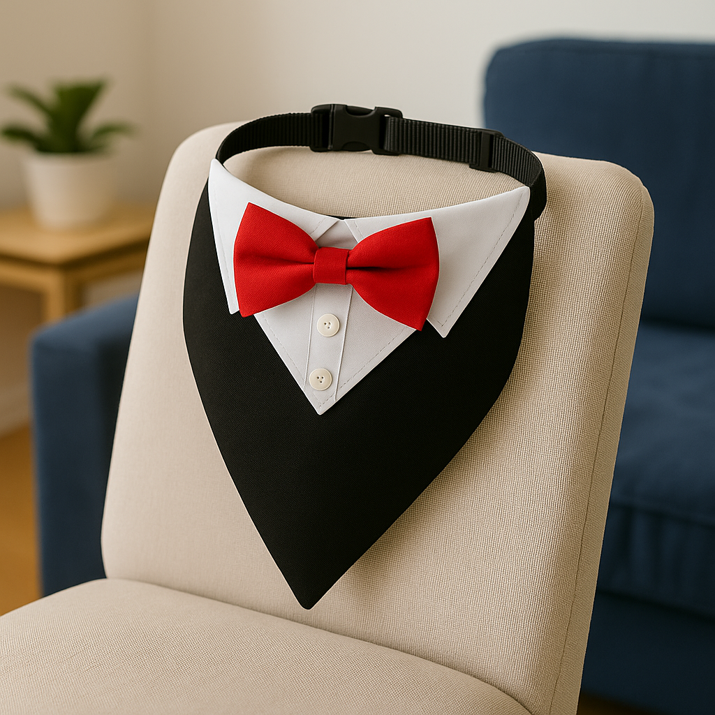 PupTux Collar – Red Tuxedo Bandana
