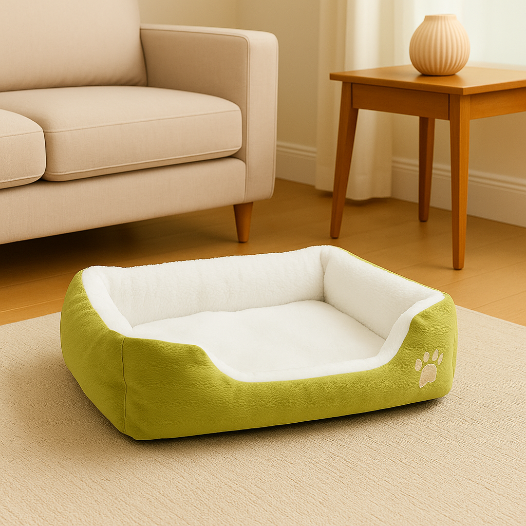 SoftiePod Green – Plush Dog Sofa Bed