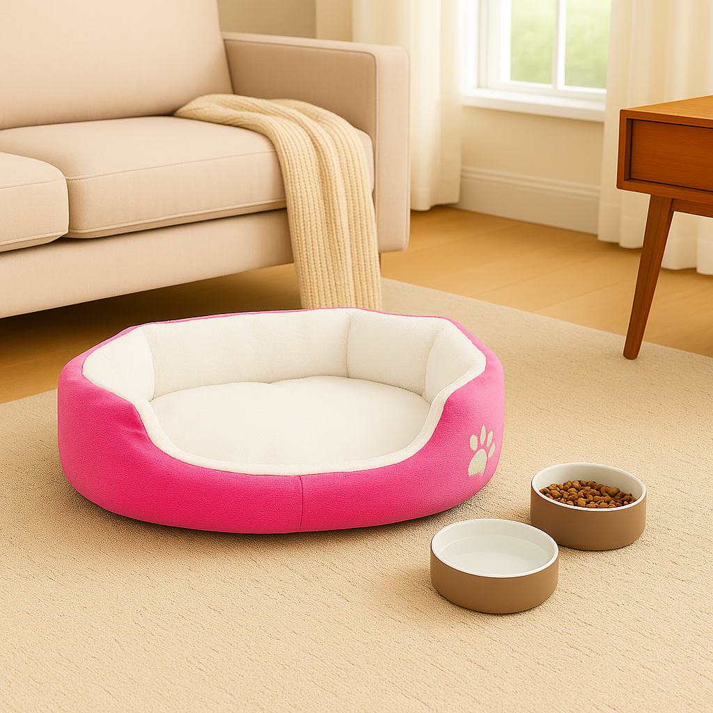 SoftiePod Pink – Plush Dog Sofa Bed