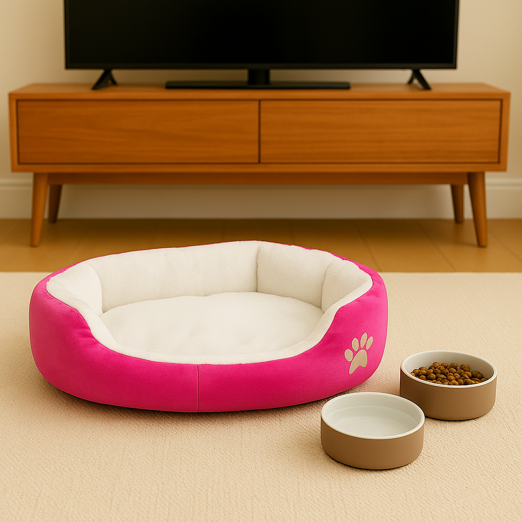 SoftiePod Pink – Plush Dog Sofa Bed