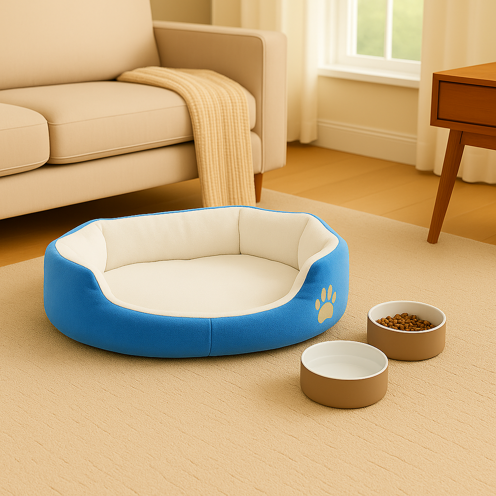 SoftiePod Blue – Plush Dog Sofa Bed