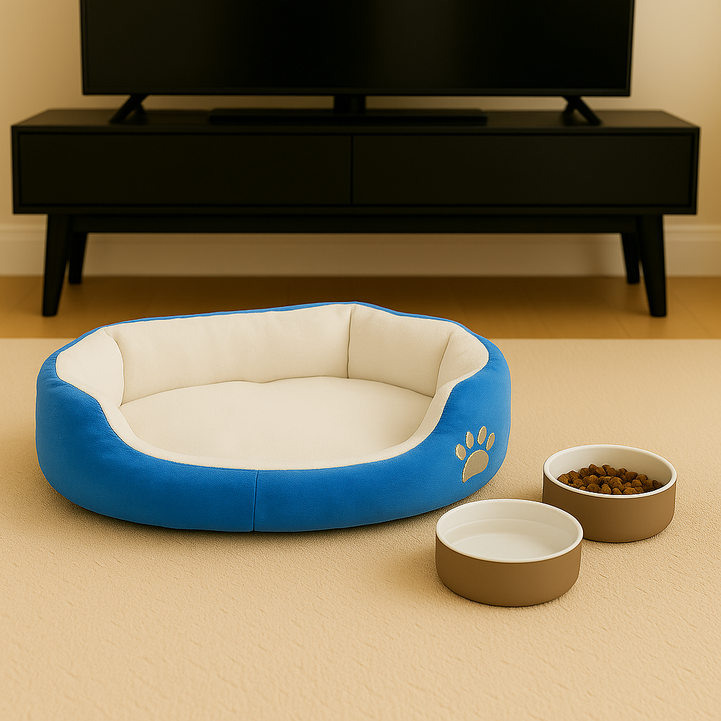 SoftiePod Blue – Plush Dog Sofa Bed