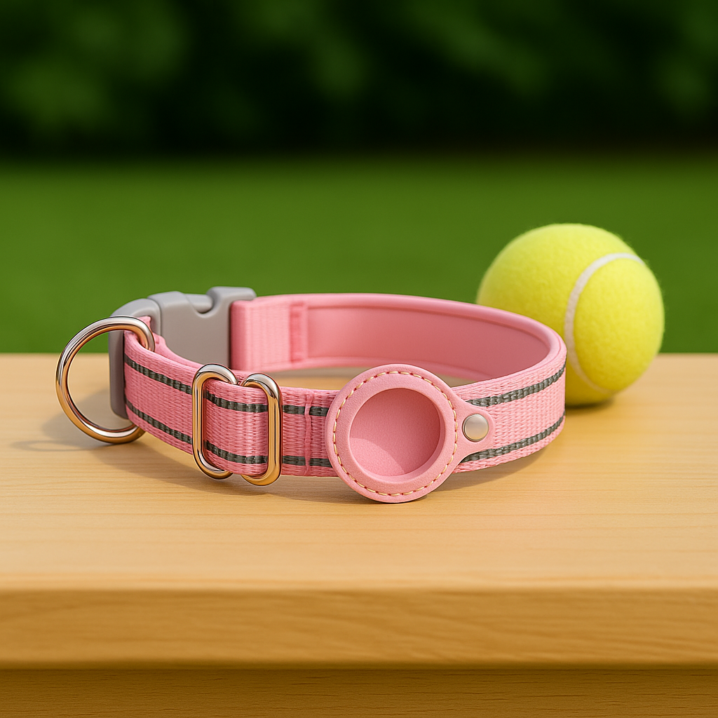 TrackLoop – Pink Reflective AirTag Collar