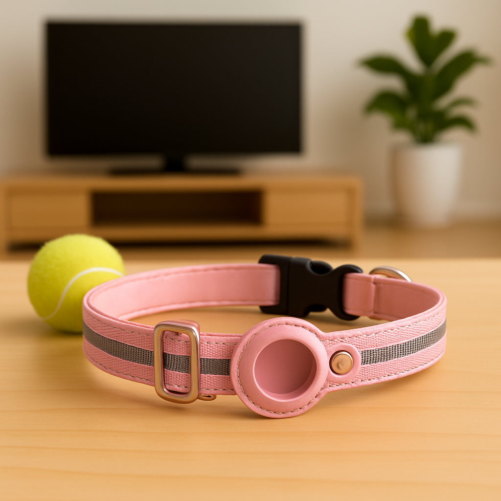 TrackLoop – Pink Reflective AirTag Collar