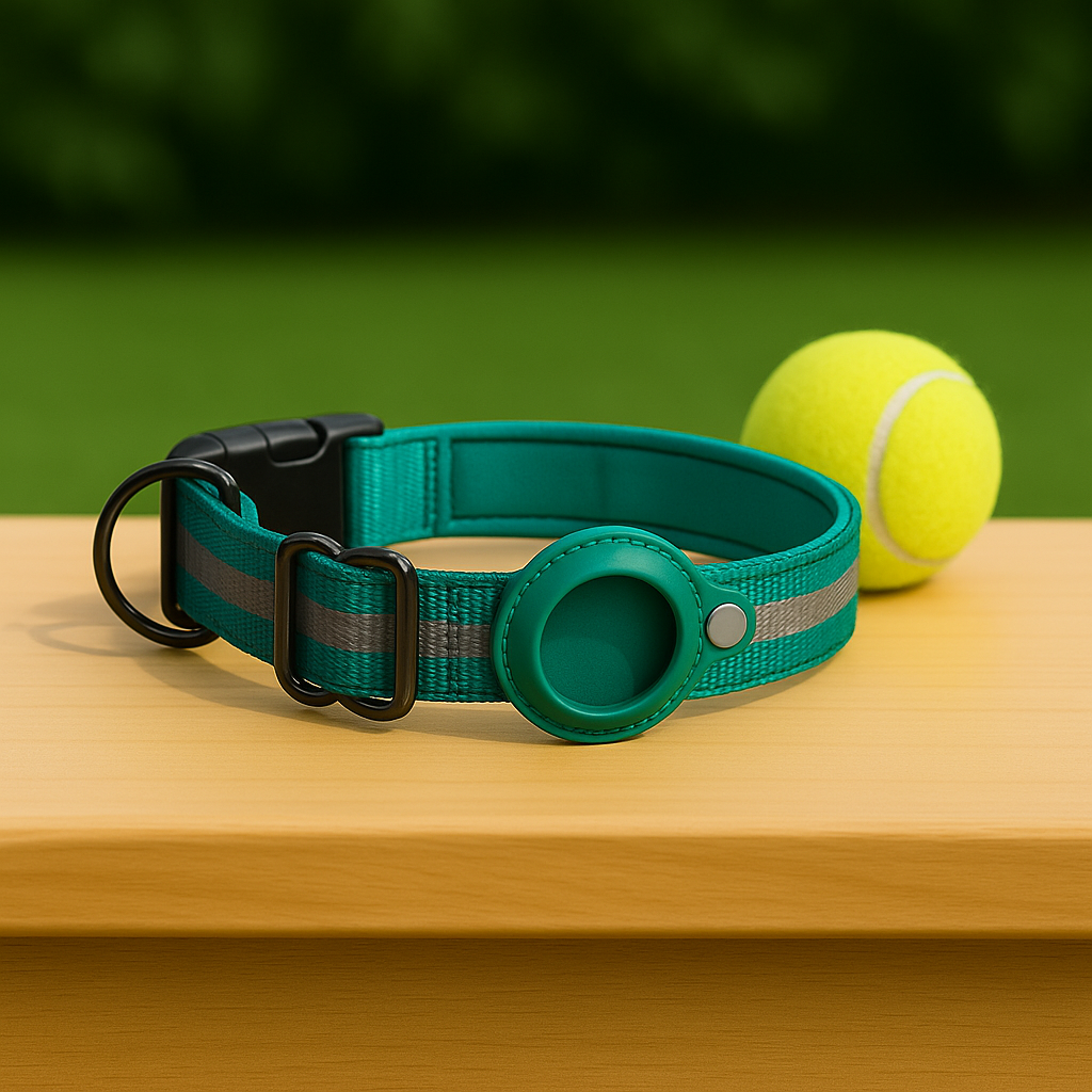 TrackLoop – Turquoise Reflective AirTag Collar