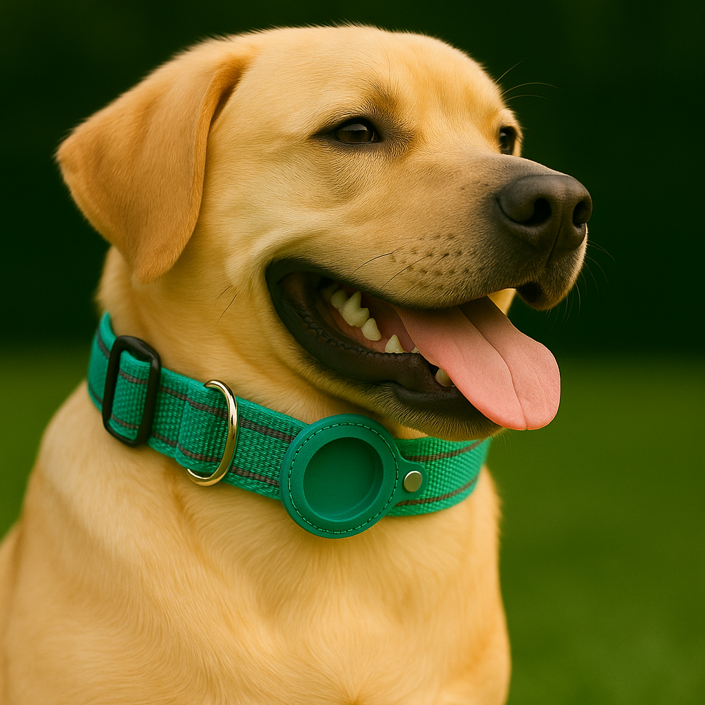 TrackLoop – Turquoise Reflective AirTag Collar