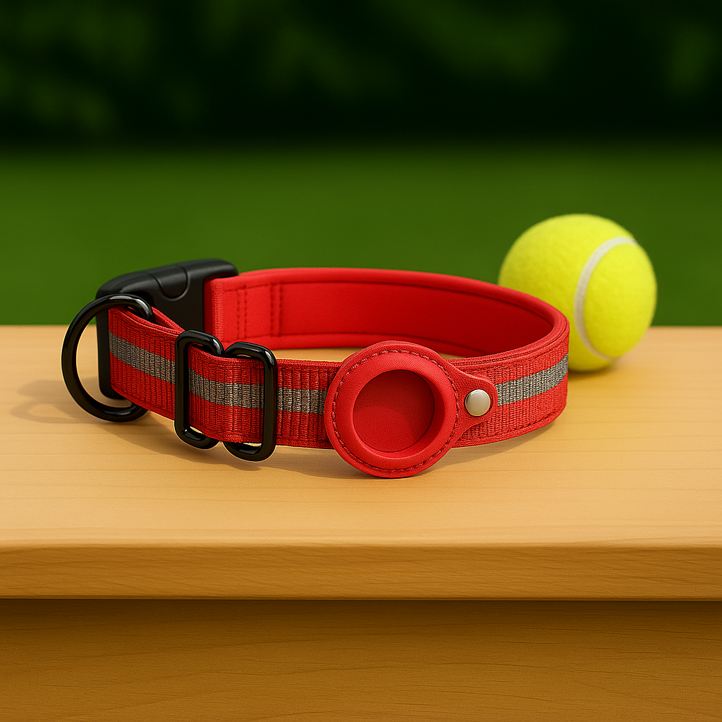 TrackLoop – Red Reflective AirTag Collar