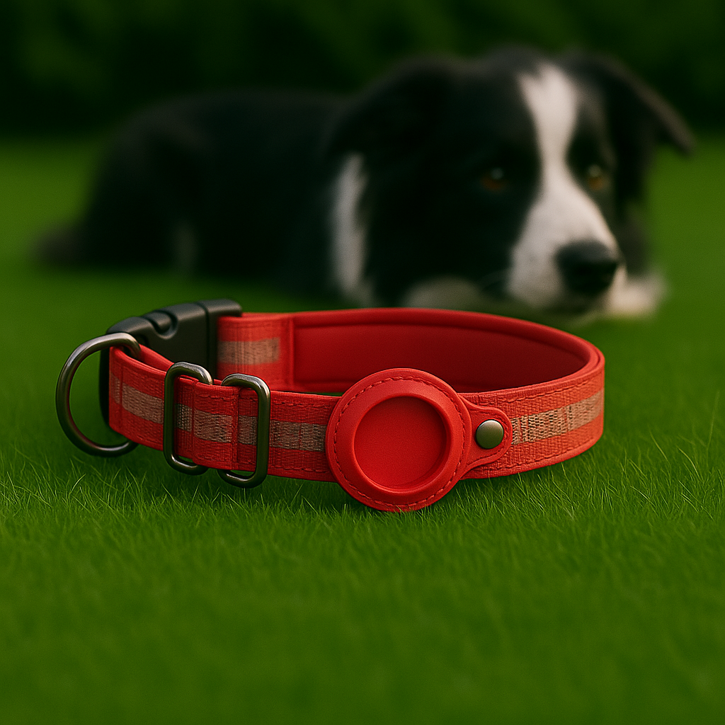 TrackLoop – Red Reflective AirTag Collar