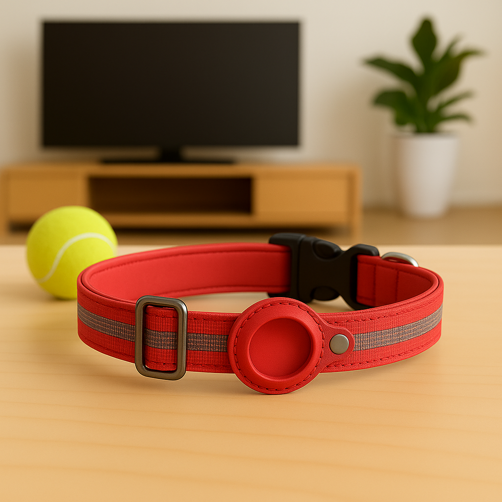TrackLoop – Red Reflective AirTag Collar