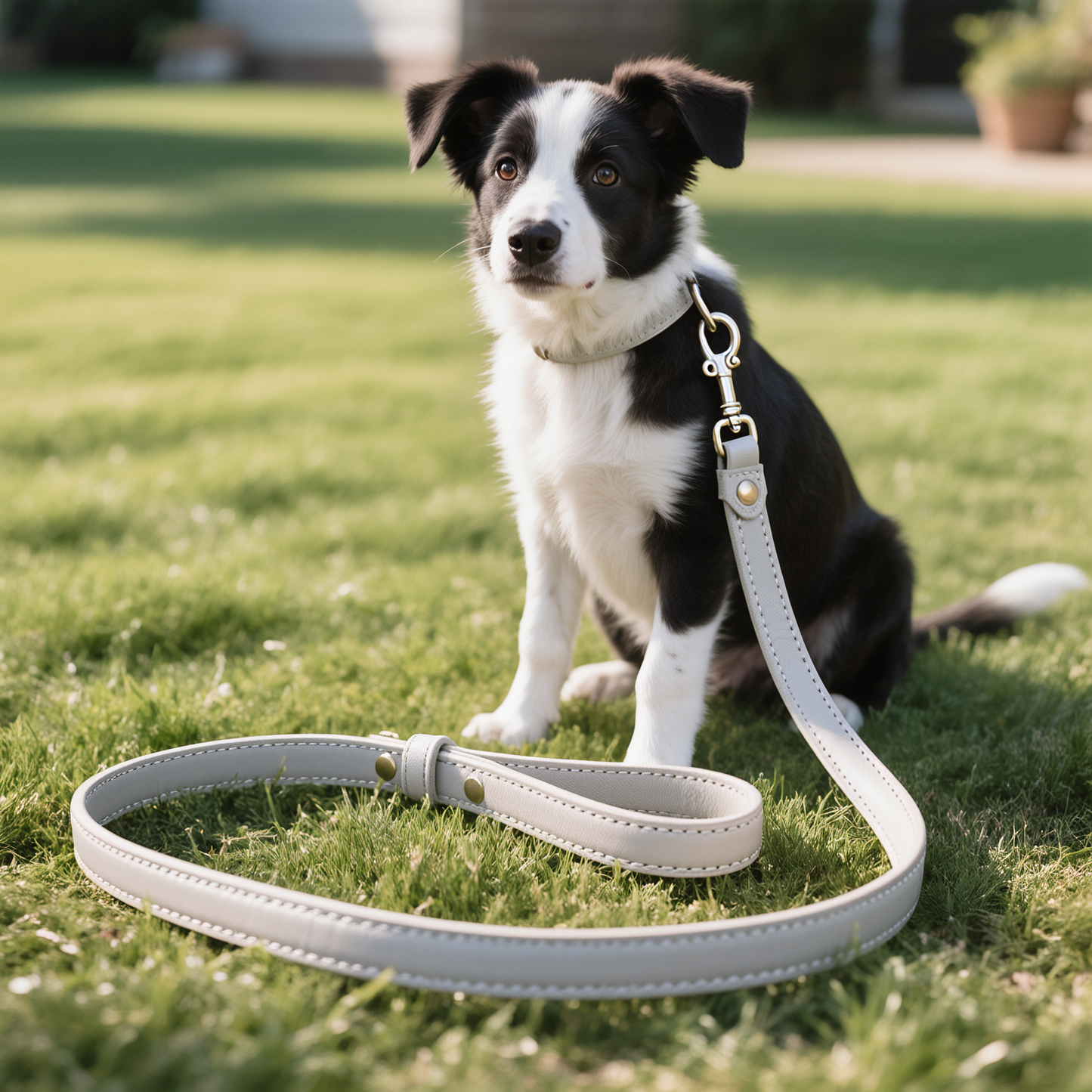 Walkie White – Leather Dog Leash