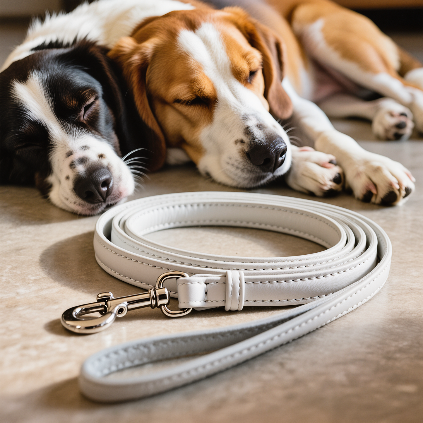 Walkie White – Leather Dog Leash
