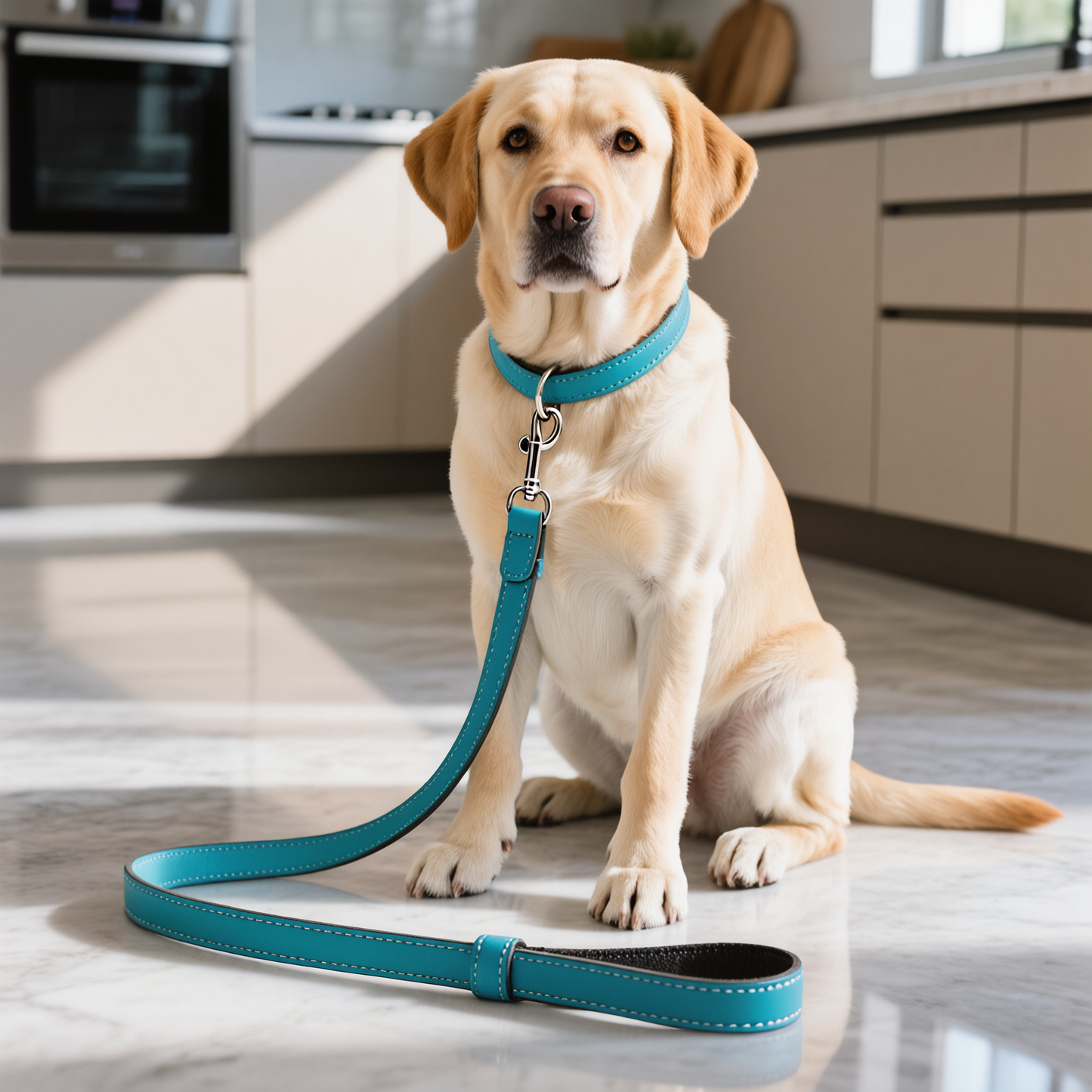 Walkie Light Blue – Leather Dog Leash