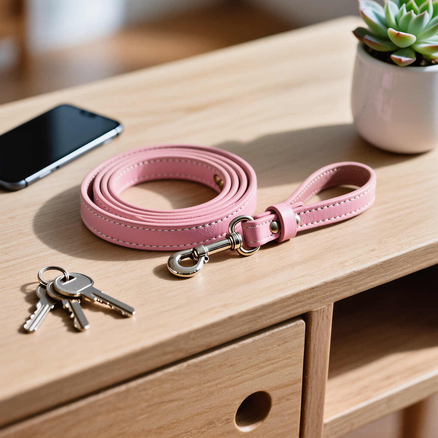 Walkie Pink – Leather Dog Leash