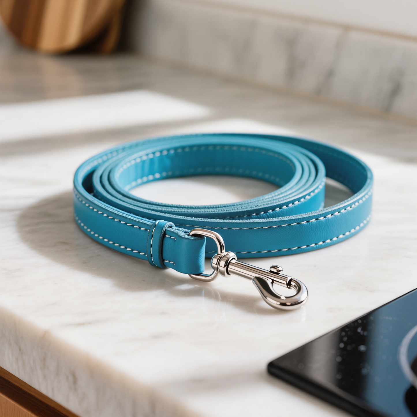 Walkie Light Blue – Leather Dog Leash