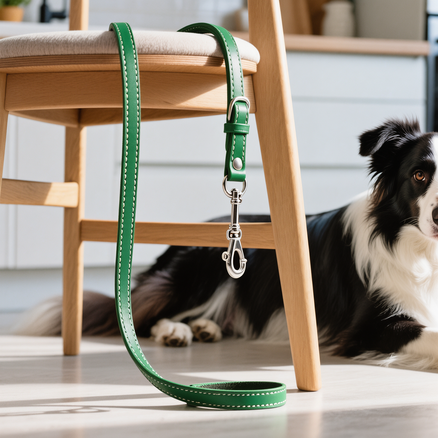 Walkie Green – Leather Dog Leash