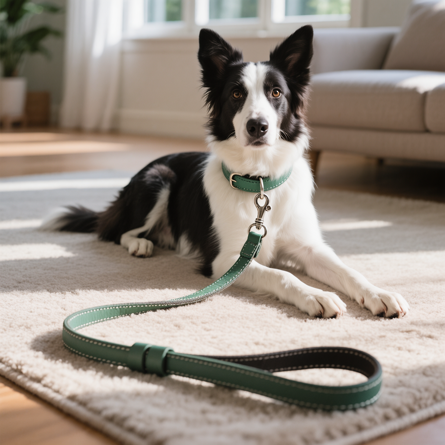 Walkie Green – Leather Dog Leash