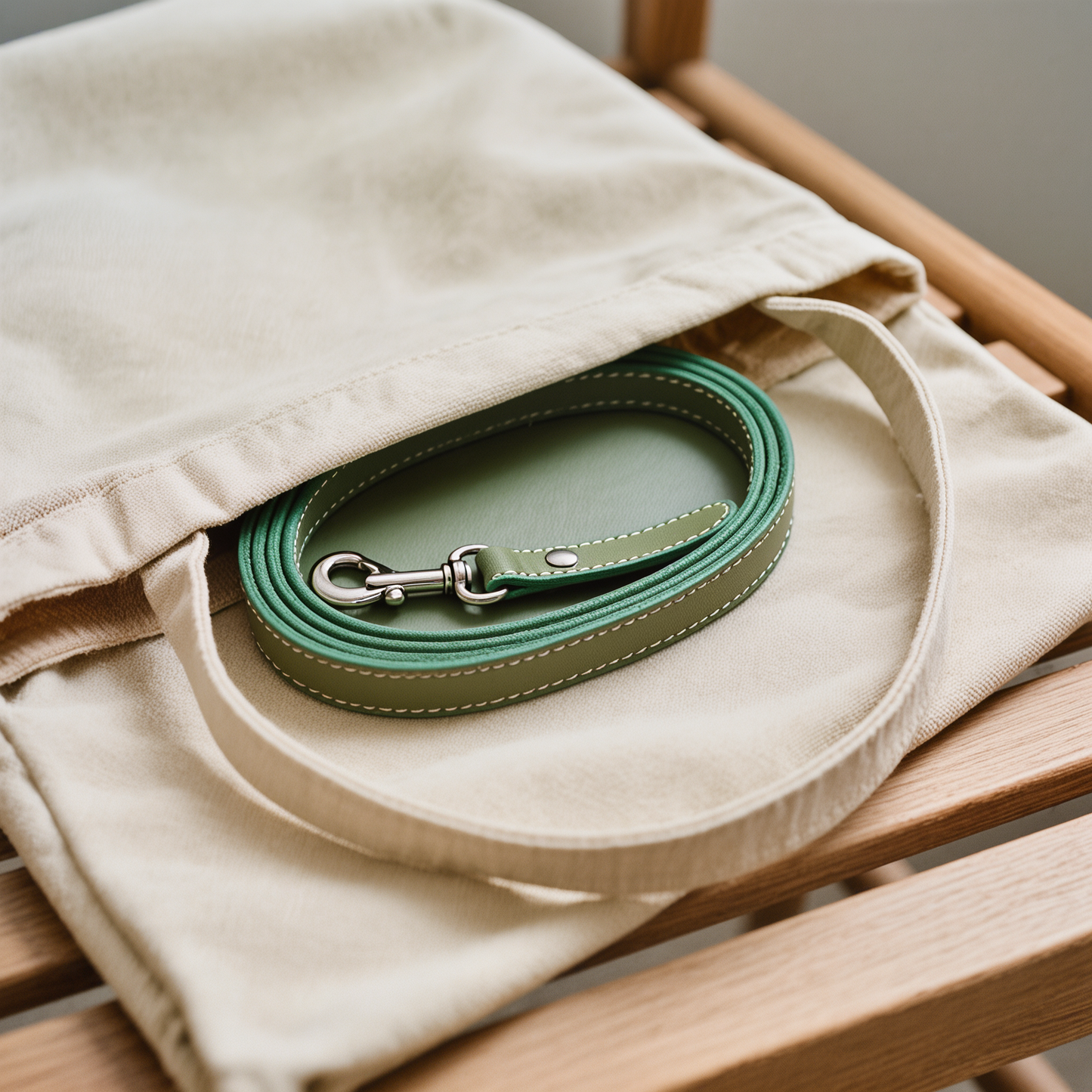 Walkie Green – Leather Dog Leash