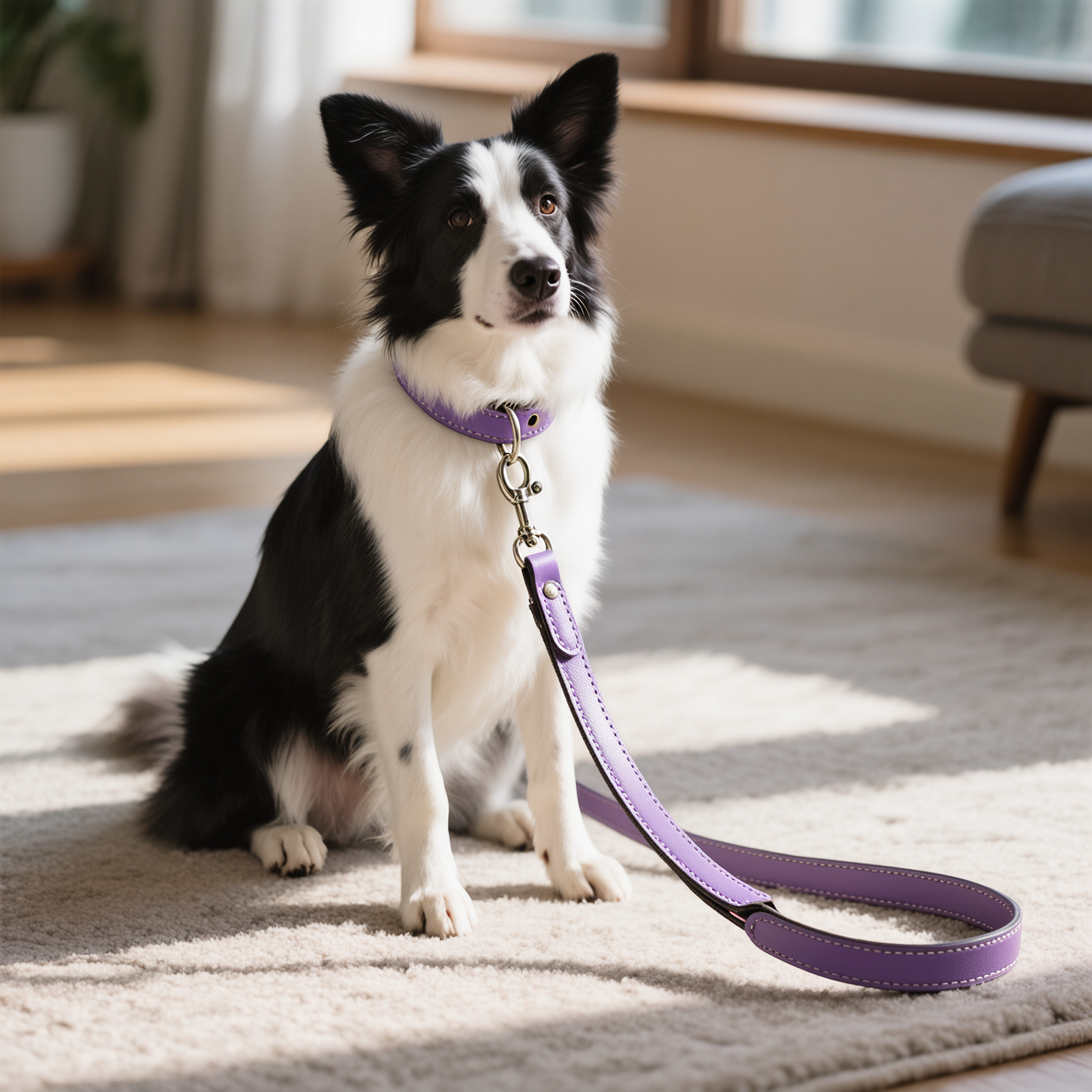 Walkie Purple – Leather Dog Leash