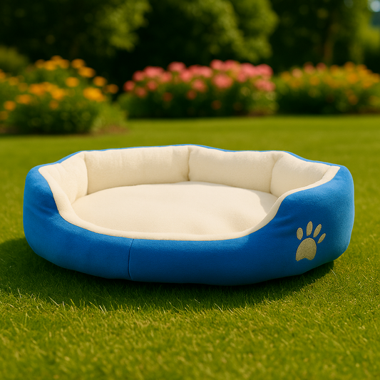SoftiePod Blue – Plush Dog Sofa Bed