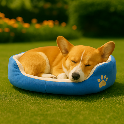 SoftiePod Blue – Plush Dog Sofa Bed