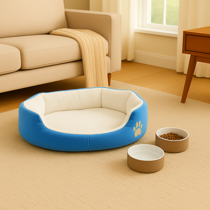 SoftiePod Blue – Plush Dog Sofa Bed