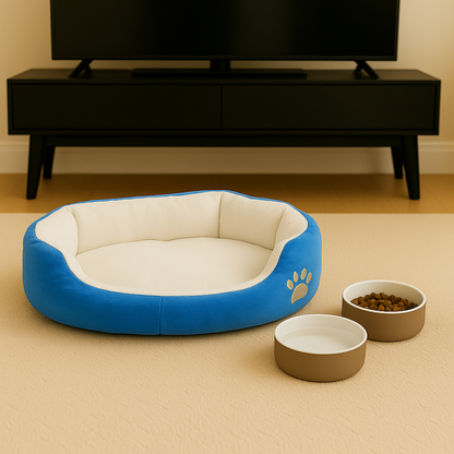 SoftiePod Blue – Plush Dog Sofa Bed