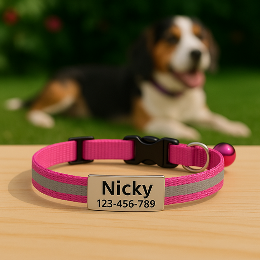 GlowTag – Pink Reflective ID Collar