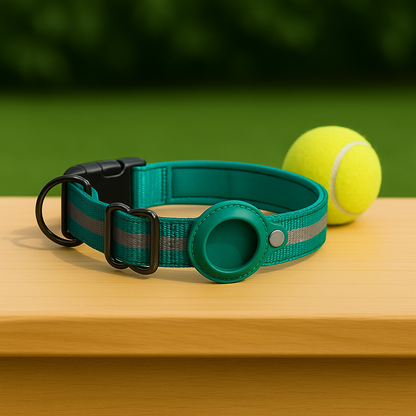 TrackLoop – Turquoise Reflective AirTag Collar