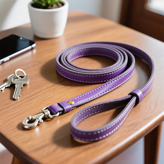 Walkie Purple – Leather Dog Leash