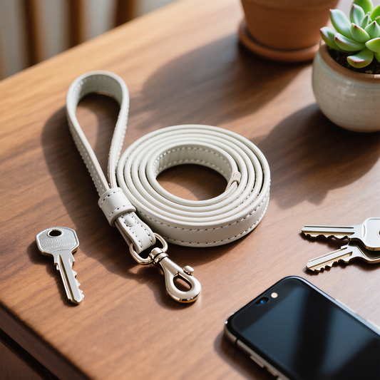 Walkie White – Leather Dog Leash