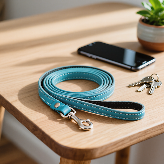 Walkie Light Blue – Leather Dog Leash