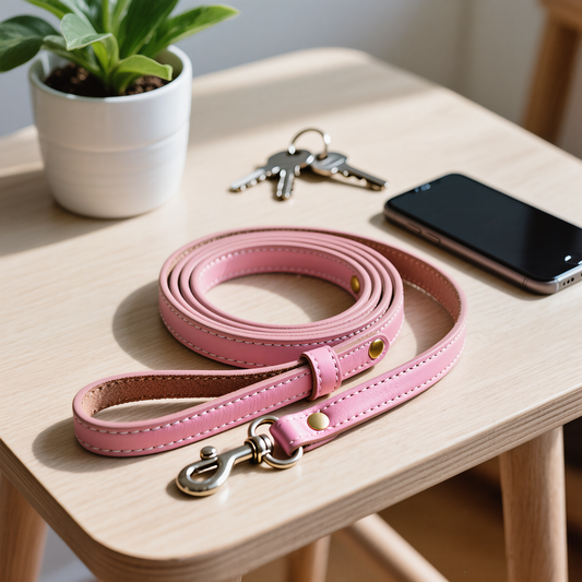 Walkie Pink – Leather Dog Leash